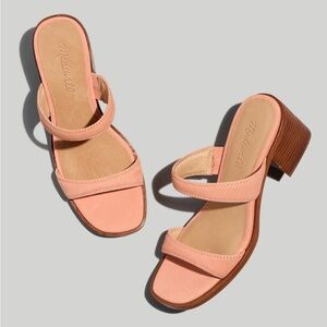 NIB Double Strap Heeled Mule Sandals in Nubuck Leather Size 8.5